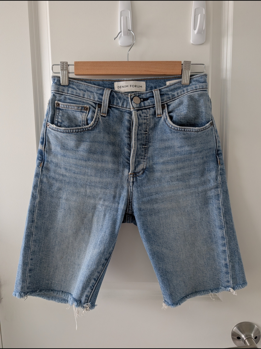 Denim Forum Light Wash Cutoff Denim Shorts
